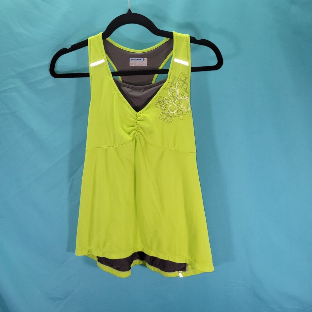 Novara Womens Green Sleeveless Athletic Tank Top With Built-In Bra S